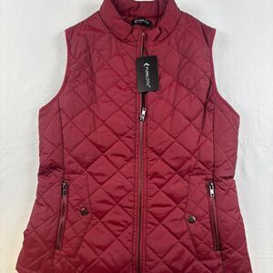 Women’s Burgundy Quilted Vest Full Zip Pockets NWT Size Medium